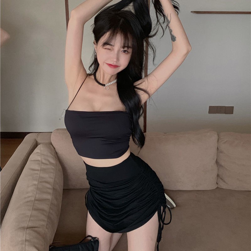 Set áo hai dây + chân váy lưng cao thời trang mùa hè trẻ trung quyến rũ cho nữ (có bán lẻ) | BigBuy360 - bigbuy360.vn