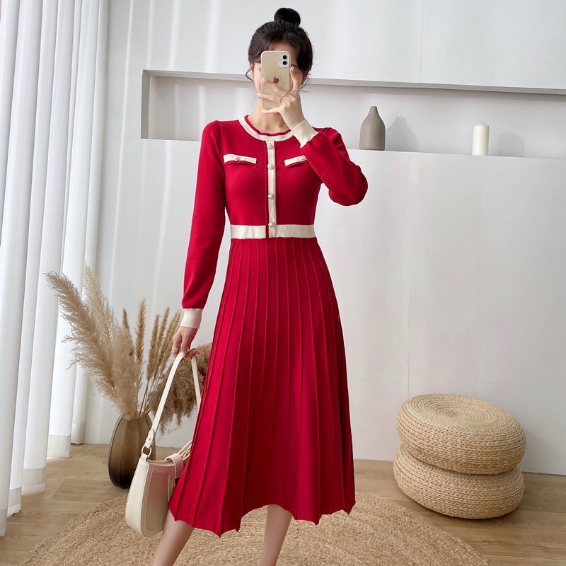 Đầm Dệt Kim Dáng Dài Ôm Eo Xếp Ly Cài Khóa Màu Sắc Thời Trang