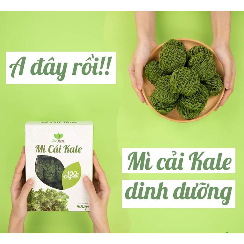 Mì rau cải Kale Organic gói 400g (Mì cải xoăn mẫu mới)