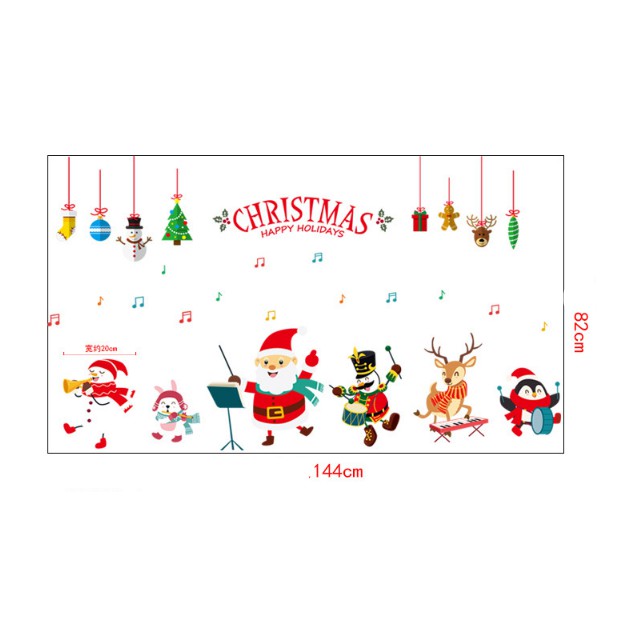 Decal trang trí Noel - Ông già Noel hợp tấu cùng các bạn