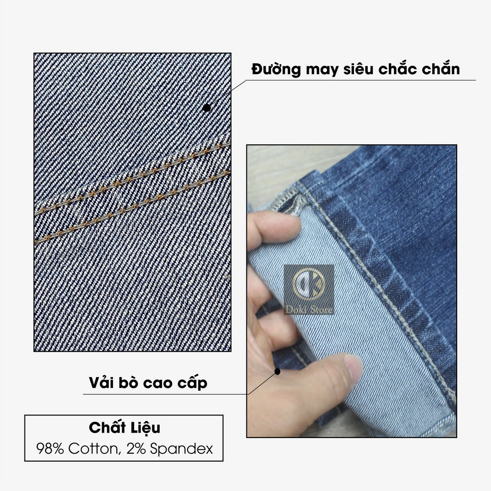 Quần Jean Nam Cao Cấp Nhiều Màu Xanh DK, Quần Bò Nam Chất Vải Co Giãn Thoải Mái, DOKI
