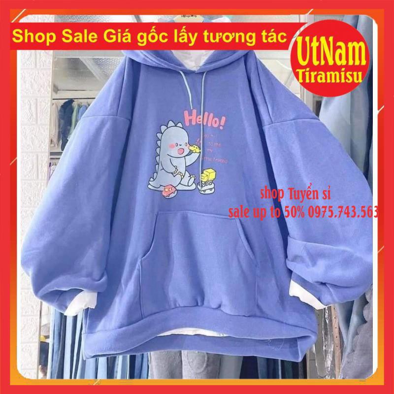 Áo hodie nỉ Khủng Long Hello form thụng nam nữ giá rẻ | BigBuy360 - bigbuy360.vn
