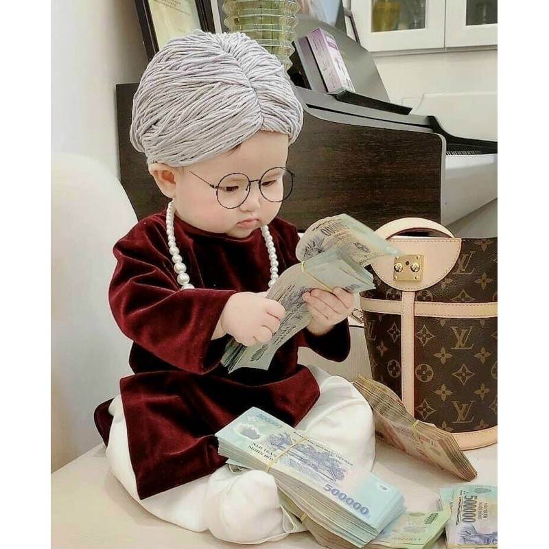 áo dài nhung bé gái