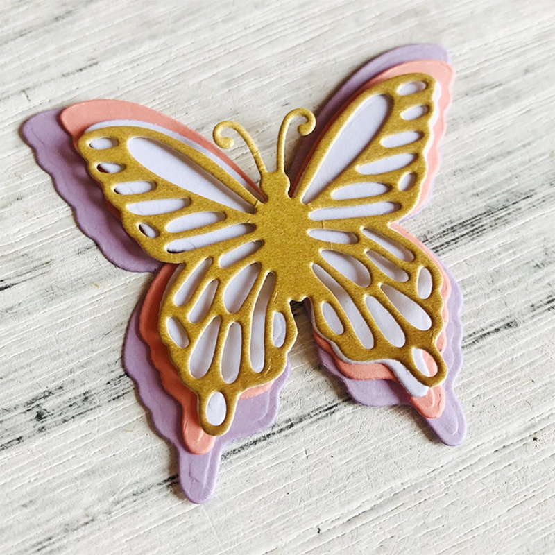 Khuôn cắt giấy bằng kim loại hình bướm bốn cánh trang trí sổ lưu niệm