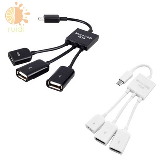 Hub chuyển đổi đầu Micro USB đầu sang cổng với hai cổng USB 2.0 OTG 3 trong 1