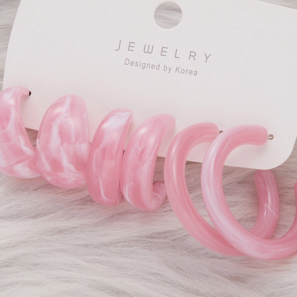 Bộ 6 khuyên tai RINHOO nhựa thời trang thanh lịch dành cho nữ