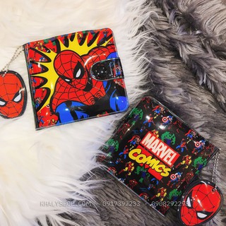 Bóp ví tiền ngang 2 mặt hình người nhện Spiderman màu đỏ đen cho bé trai (Thái Lan) - 120NSPNG0029 - (9.5x1x9cm)