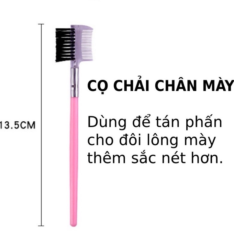 Bộ cọ trang điểm make up 5 món mini tiện lợi màu hồng size 12.5-13.5cm