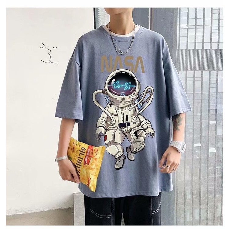 Áo Thun Nam Cổ Tròn Form Rộng Streetwear, Áo Phông Unisex Basic Cotton Oversize In Phi Hành Gia NASA | BigBuy360 - bigbuy360.vn