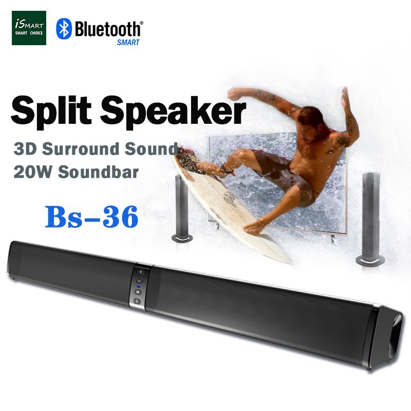 ✁Còn hàng Rạp hát tại nhà 20W Bluetooth Soundbar TV AUX Quang học Loa cột siêu trầm cho Máy tính