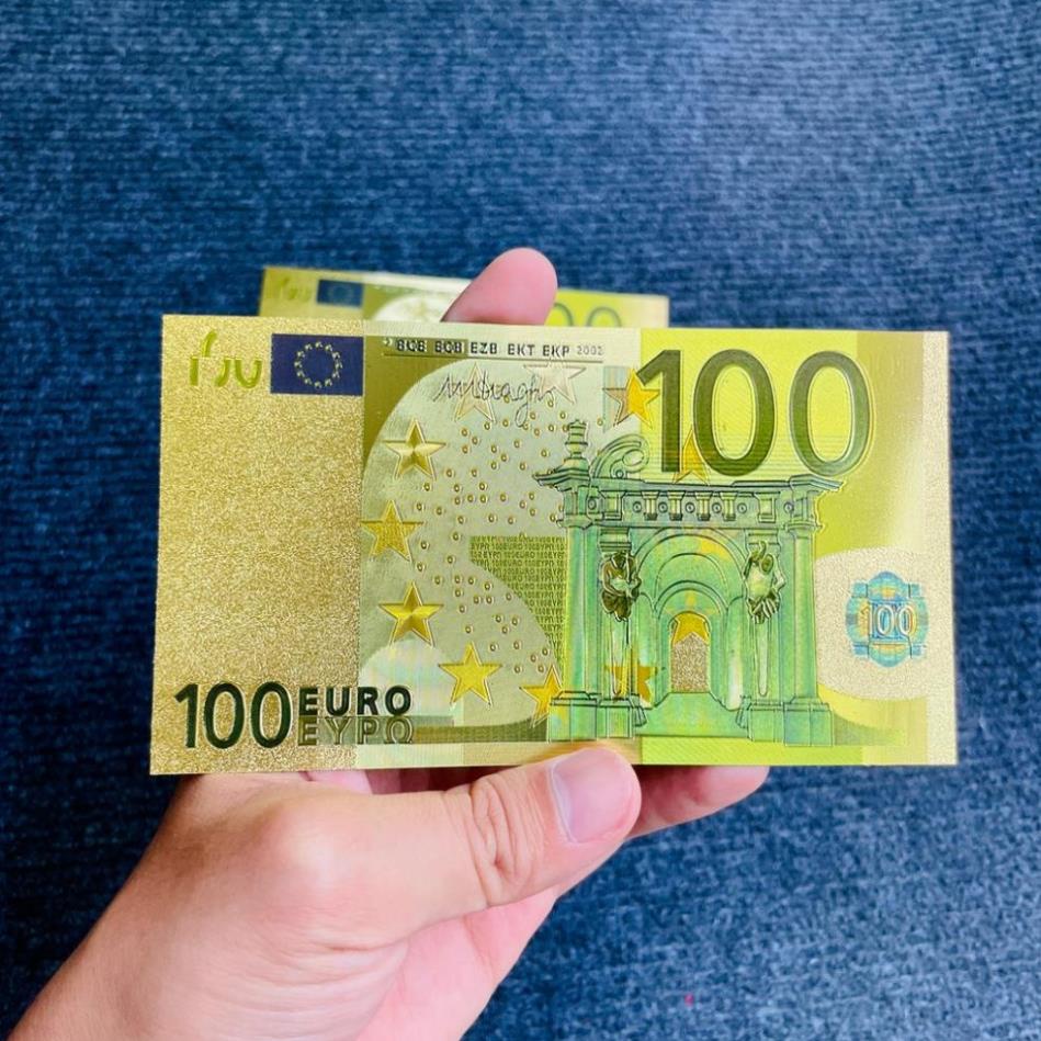 Tờ Tiền Kỷ Niệm 100 EURO Plastic Mạ Vàng Lì Xì Tết May Mắn