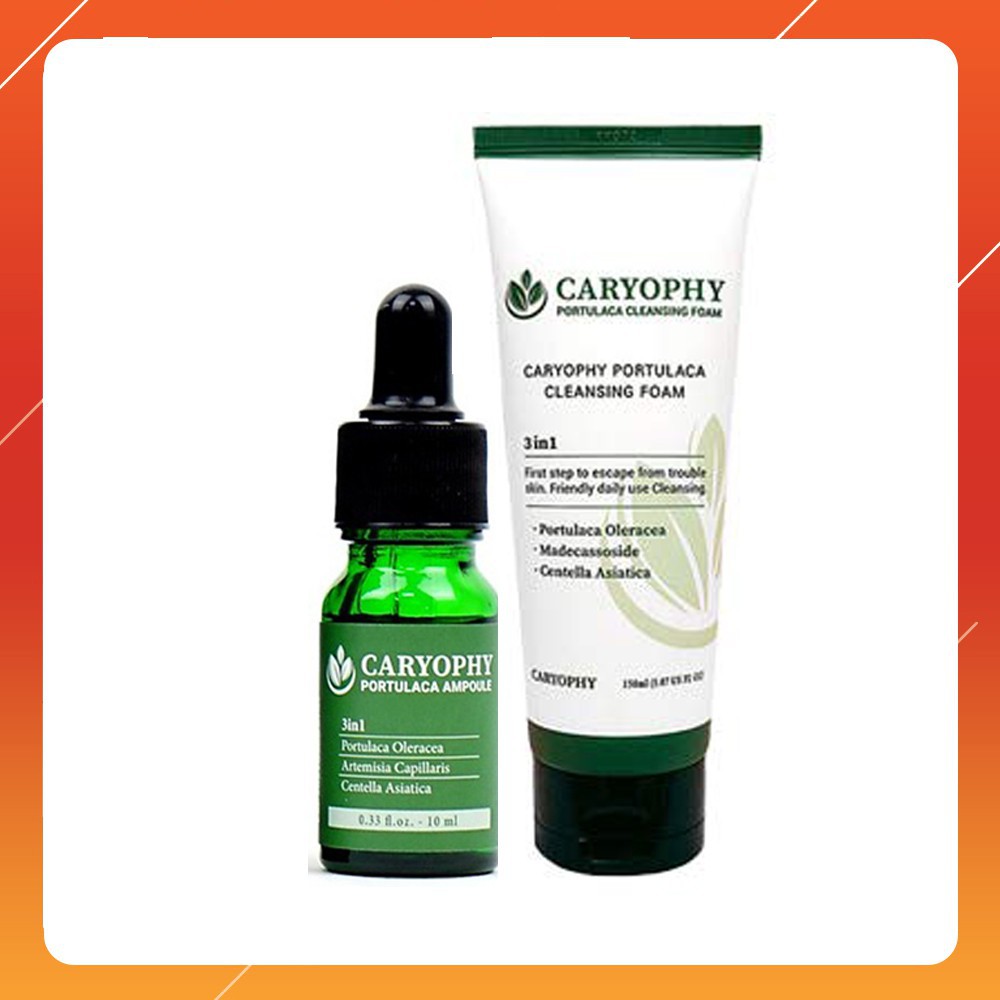 Combo Serum + Sữa rửa mặt trị mụn cho da khô Caryophy