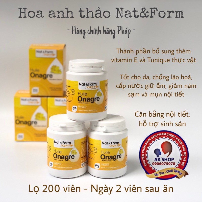 Tinh dầu Hoa Anh thảo Nat &amp; Form 200v hàng chính hãng