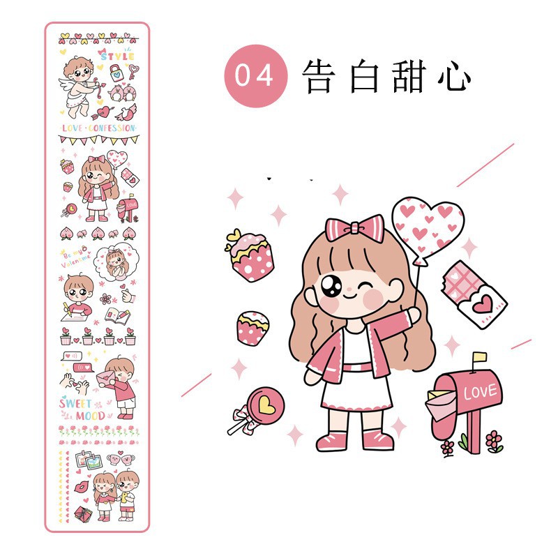 Sticker dài 35cm dán sổ trang trí moham nhật ký cô gái hàng ngày dễ thương