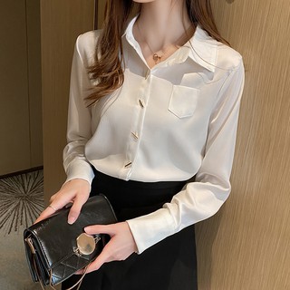 Áo Sơ Mi Nữ Tay Dài Phong Cách Hàn Quốc Thanh Lịch