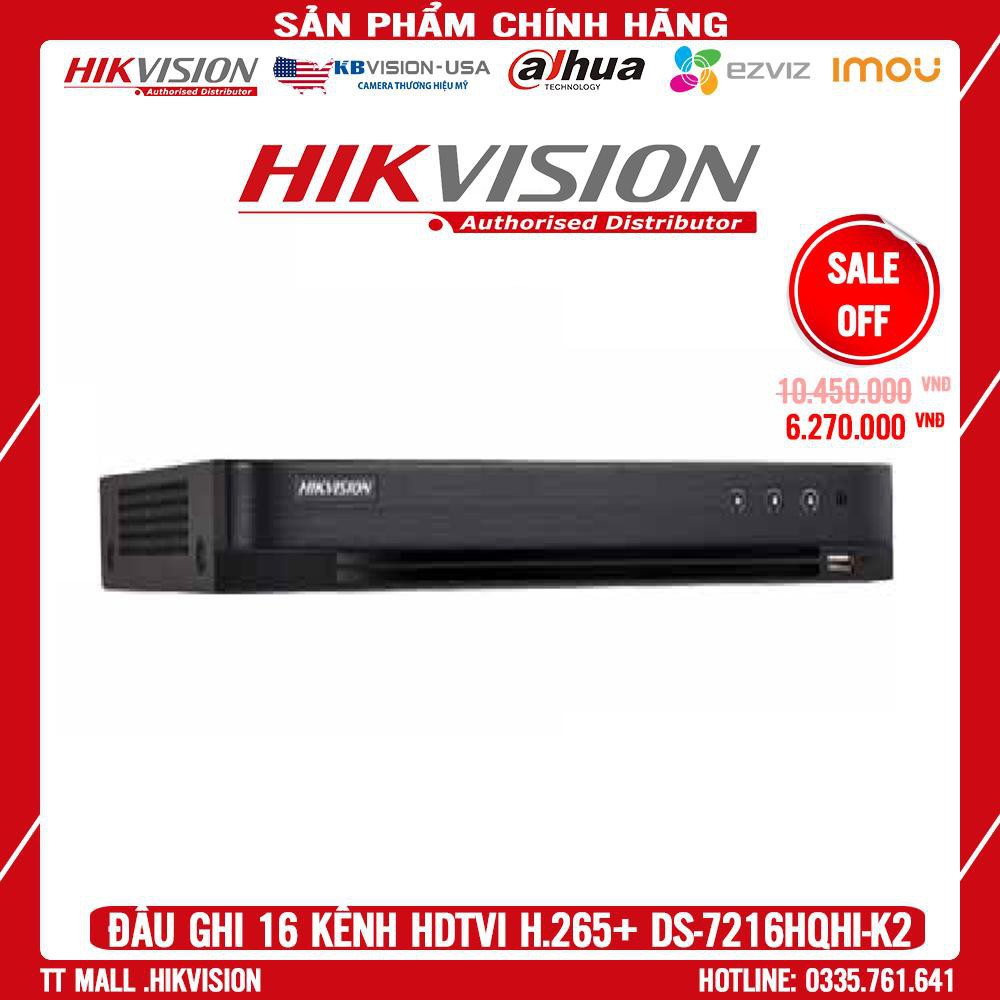 Đầu ghi hình HD-TVI 8 kênh TURBO 4.0 HIKVISION DS-7216HQHI-K2  MIỄN PHÍ TÊN MIỀN bảo hành 2 năm hàng chính hãng 100% .