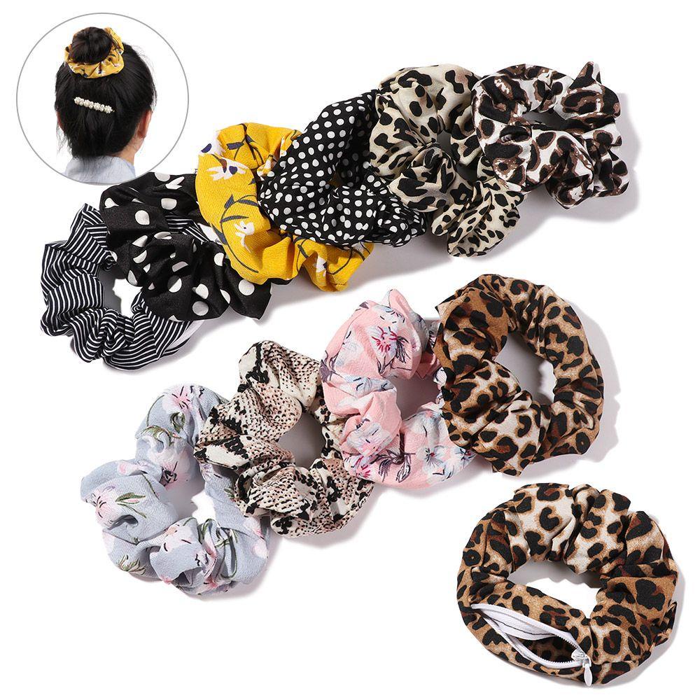 LAY Dây Cột Tóc Co Giãn Bằng Nhung In Họa Tiết Da Báo Thời Trang Cho Nữ