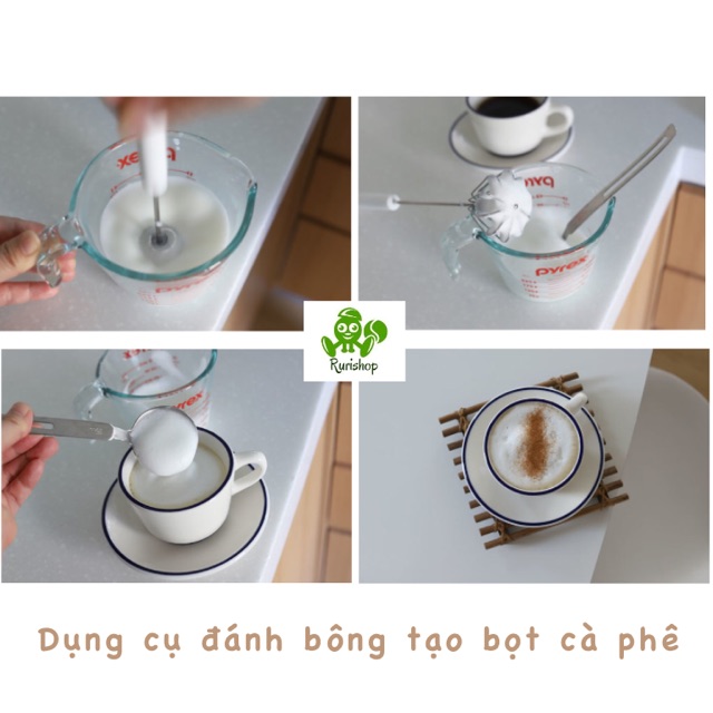 Dụng cụ đánh trứng, tạo bọt cà phê Dalgona Nhật Bản dạng ấn tiện lợi