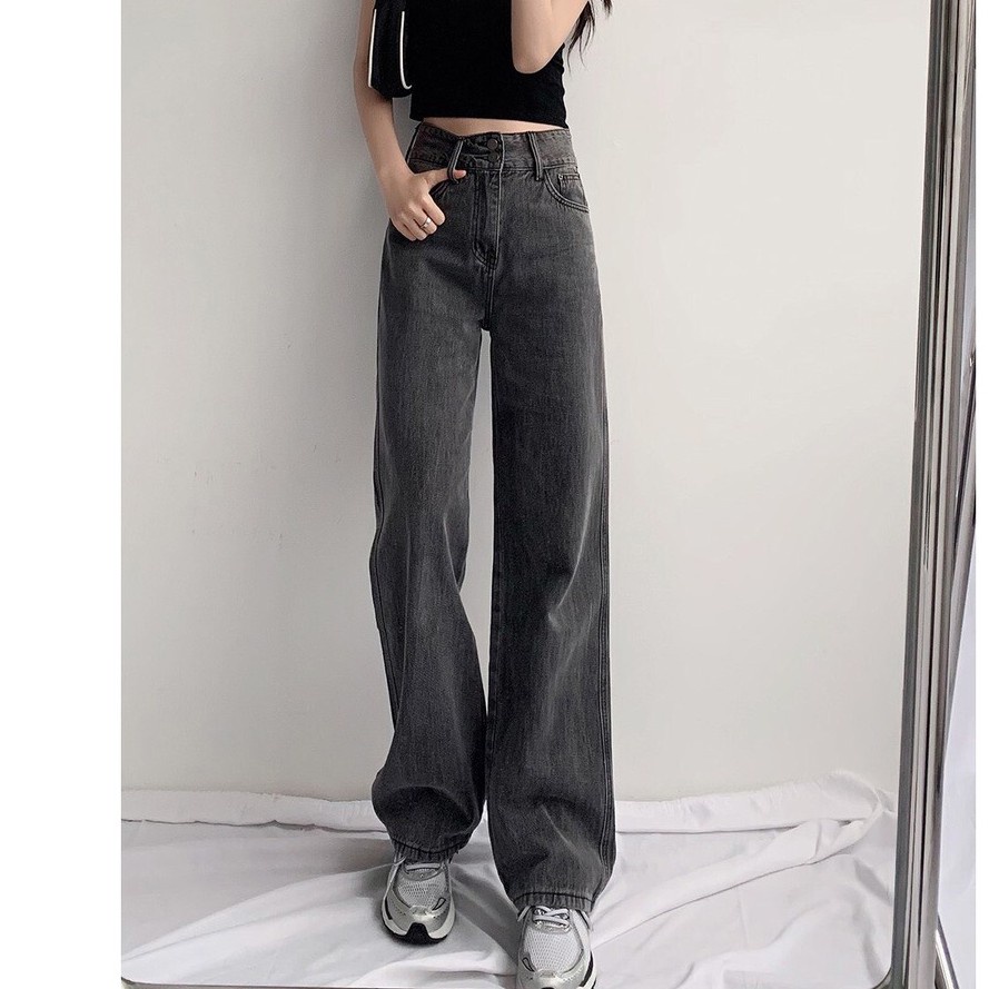 Quần Ống Rộng Nữ Dáng Suông Jeans Lưng Cao - Quần Jeans Ống Rộng Cá Tính Senorita | BigBuy360 - bigbuy360.vn