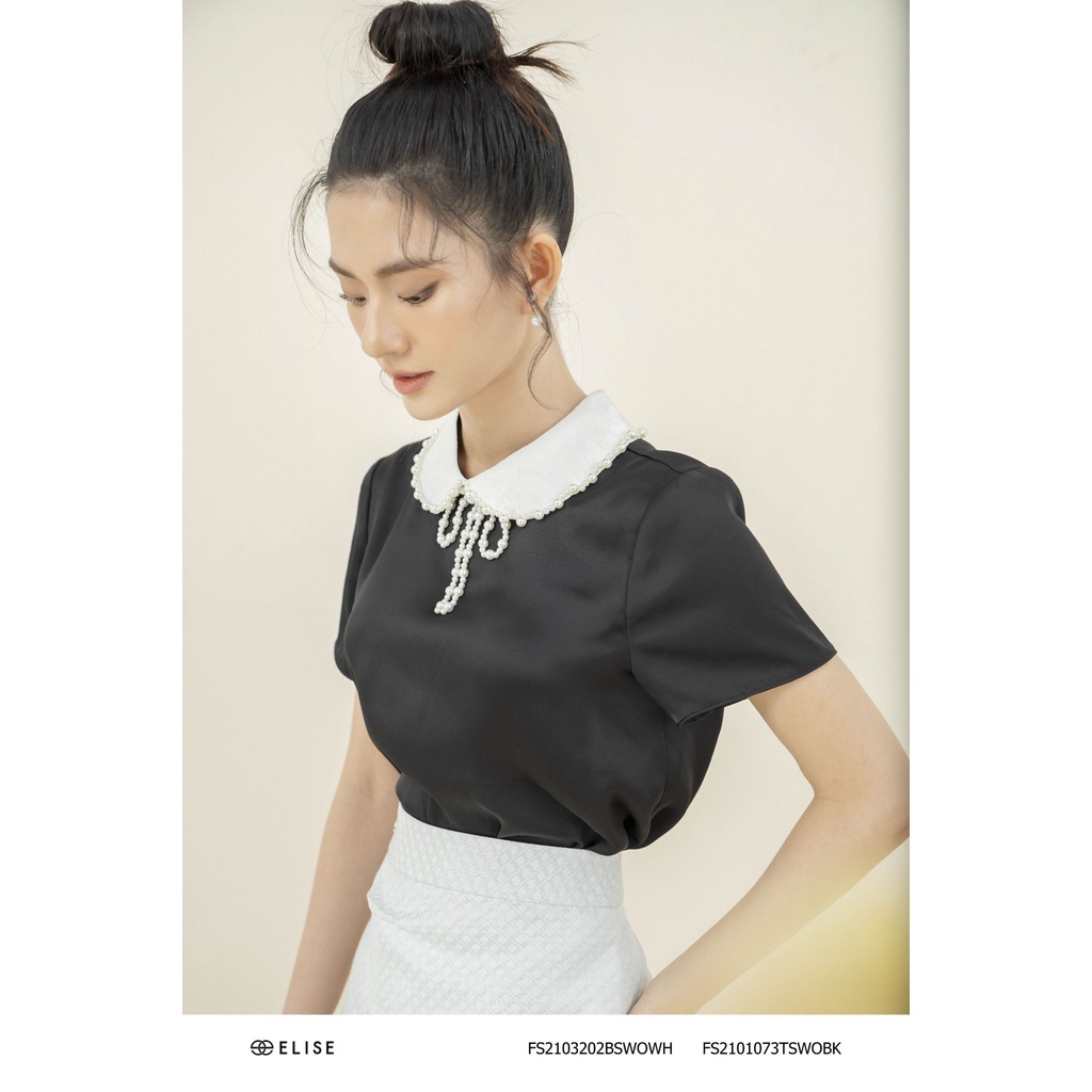 Quần sooc gấm trắng vạt lệch thiết kế Elise FS2103202BSWOWH