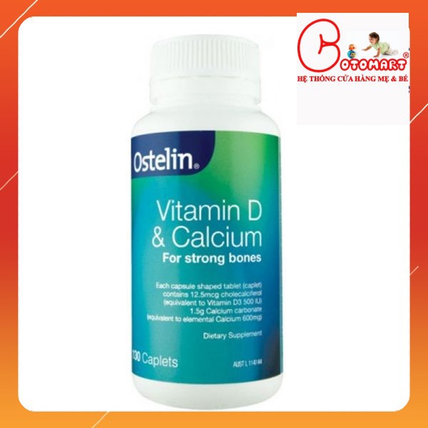 CANXI OSTELIN ÚC,VITAMIN D & CANXI OSTELIN CHO BÀ BẦU- 130 VIÊN (MẪU MỚI)