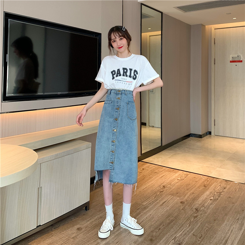 chân váy jean Lưng Cao Phong Cách Hàn Quốc | BigBuy360 - bigbuy360.vn