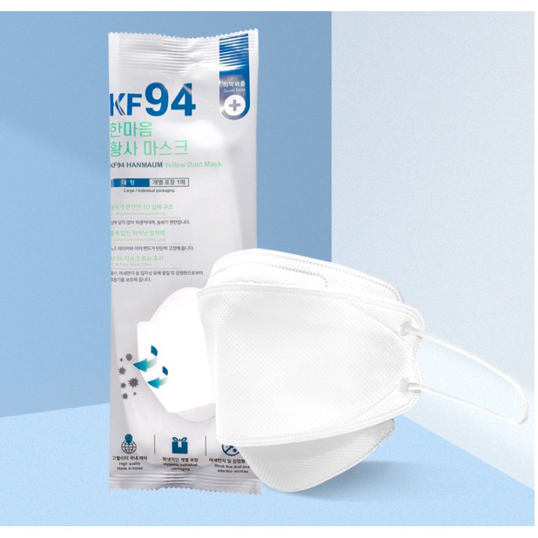 Khẩu Trang Y Tế KF94 Hanmaum Hàn Quốc Kháng Khuẩn, Chống Siêu Bụi Mịn 1 túi *1 cái