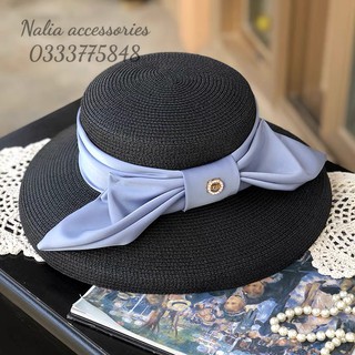 [Mã FATPBAU2 giảm 40K đơn 150K] Mũ chuông cói cước nơ lụa to cao cấp