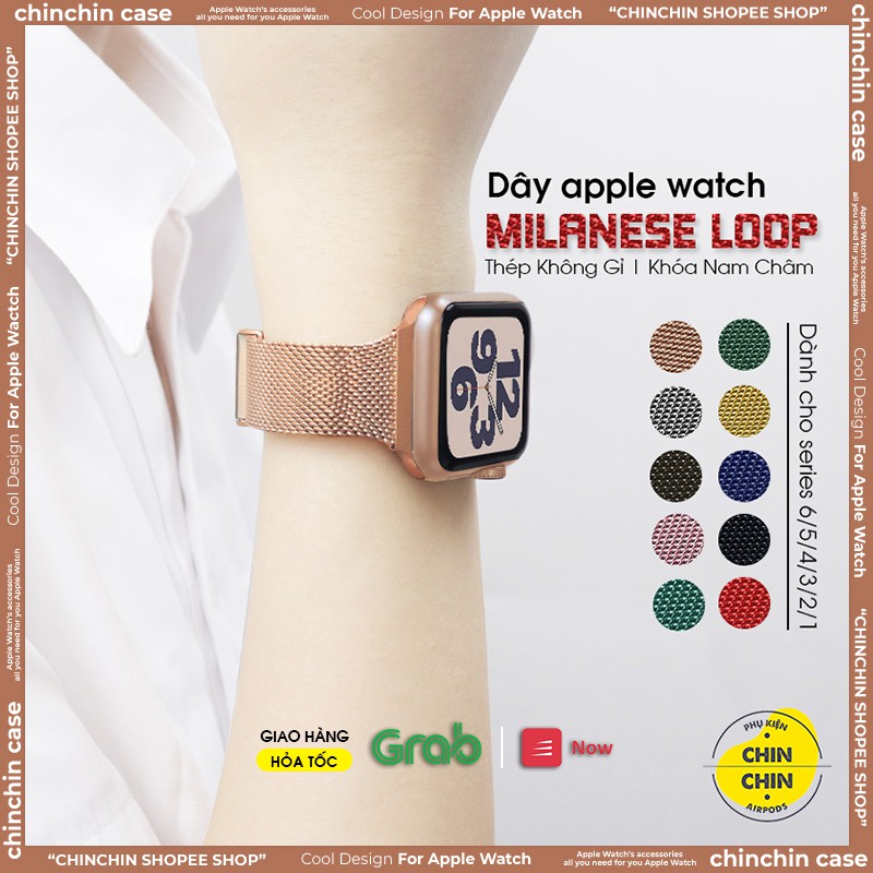 Dây Đeo Apple Watch Thép Không Gỉ Milanese Loop - Khóa Nam Châm Dành Cho Apple Watch Series 6/5/4/3/2/1 - Chin Chin Shop