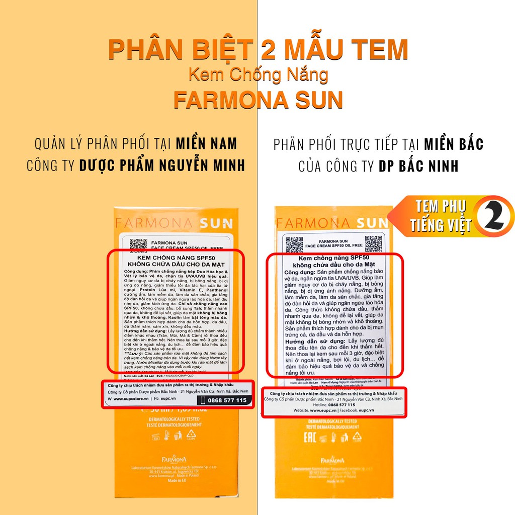 ✅[Chính Hãng] Kem Chống Nắng Farmona SPF 50_Farmona Sun Face Cream Oil Free, Cho Da Dầu Mụn