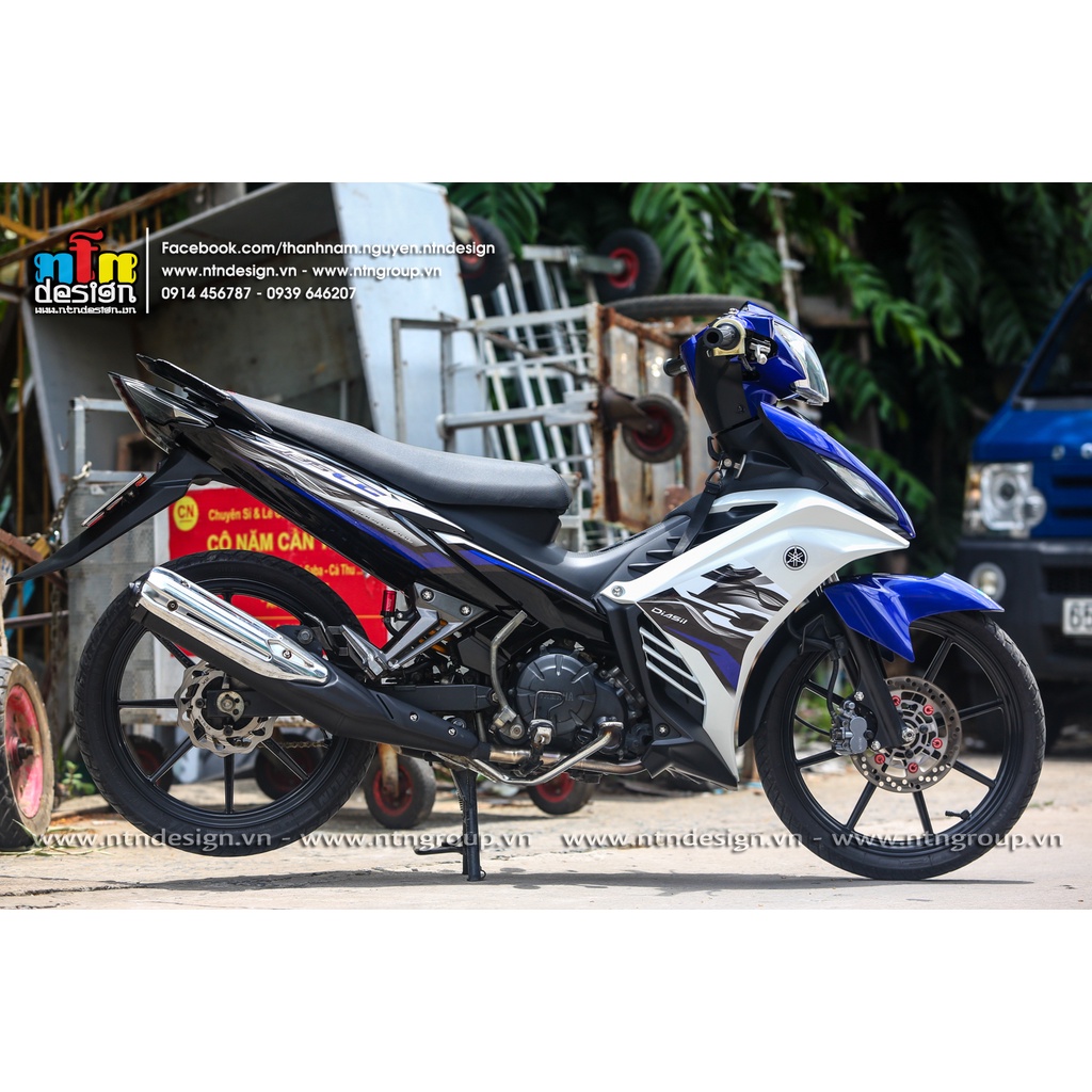 Tem rời exciter 135 lc trắng xanh gp mẫu v7 , tem 3 lớp cao ấp , không bay màu , ảnh thực tế