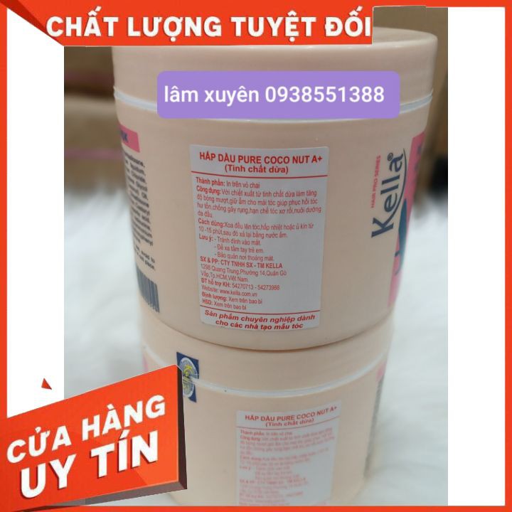 Hấp dầu kem ủ kella A+ tinh chất dừa 500ml  phục hồi tóc yếu ,giữ màu siêu thơm suôn mềm óng mượt tóc cao cấp