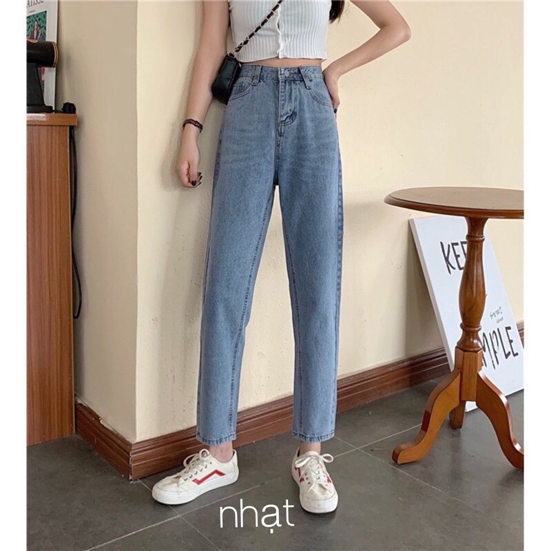 Quần baggy jean Suông nữ trơn Cao Cấp 2 Màu Đâm Nhạt 🍒 Freeship Hình Thật Trải Sàn