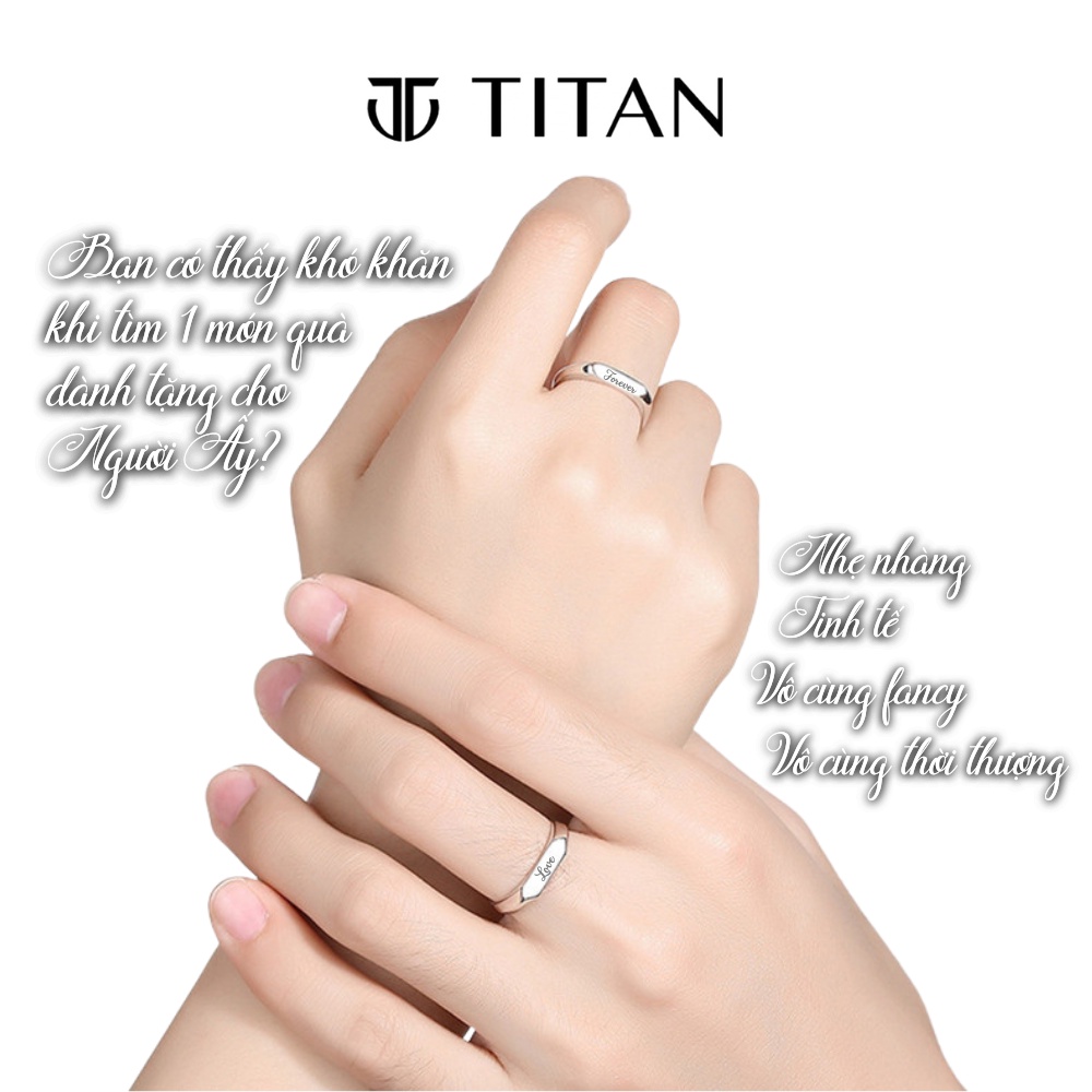 Nhẫn đôi nam nữ khắc tên, nhẫn thời trang freesize thanh lịch phù hợp làm quà tặng màu bạc 925 không gỉ Titan Shop