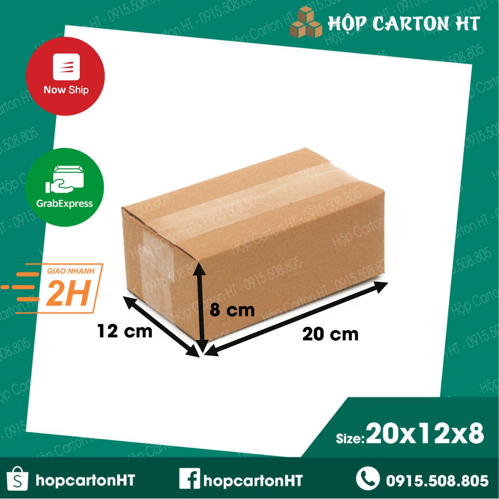 20x12x8 Combo 10 hộp carton, thùng giấy cod gói hàng, hộp bìa carton đóng hàng giá rẻ