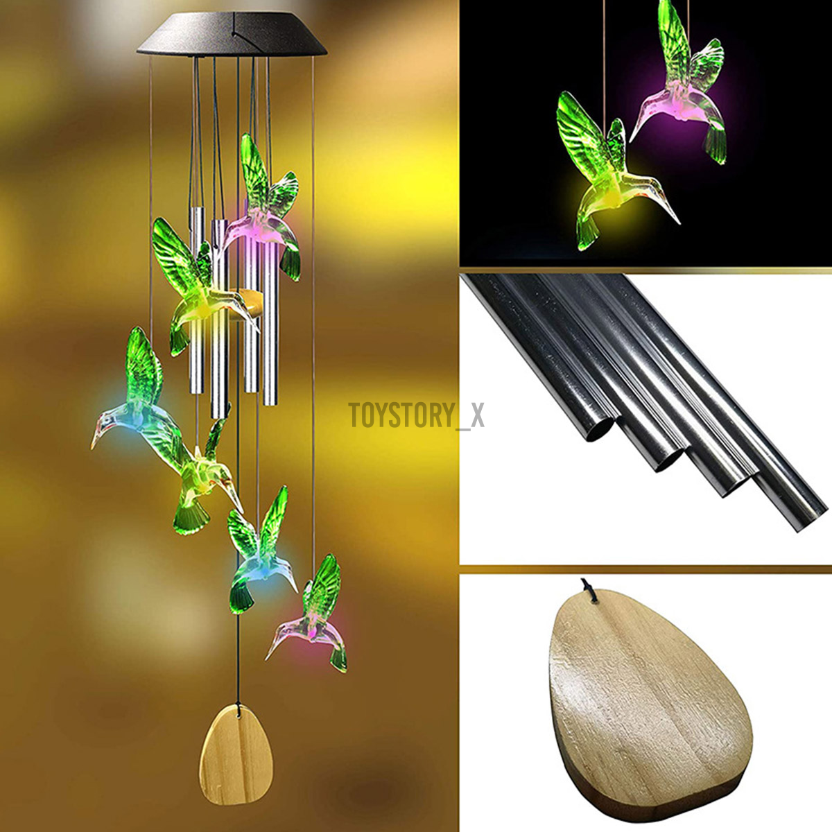 utterfly/ Color bubble column/HummingbirdSolar Wind Chime Light Waterproof