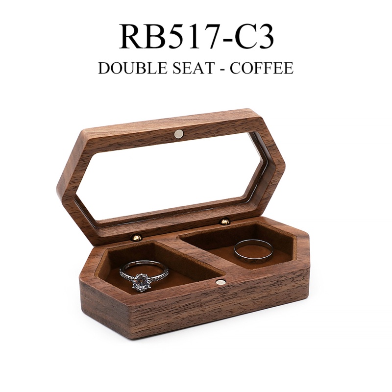 Hộp Đựng Nhẫn Bằng Gỗ Óc Chó Độc Đáo Tiện Dụng Mang Theo Du Lịch