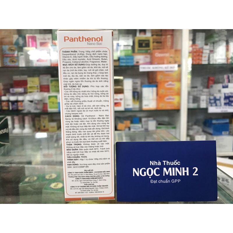 ✅ [Chính Hãng]  Panthenol Nano Bạc Spray (Chai 130g ) Giúp dưỡng da, duy trì độ ẩm cho da, làm giảm rát da