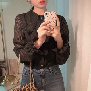 Áo sơ mi phối ren cách điệu