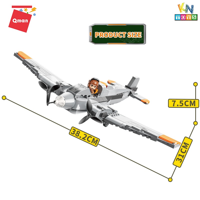 Đồ chơi xếp hình, lắp ráp Qman 21013 – Máy bay ném bom (557 mảnh ghép)