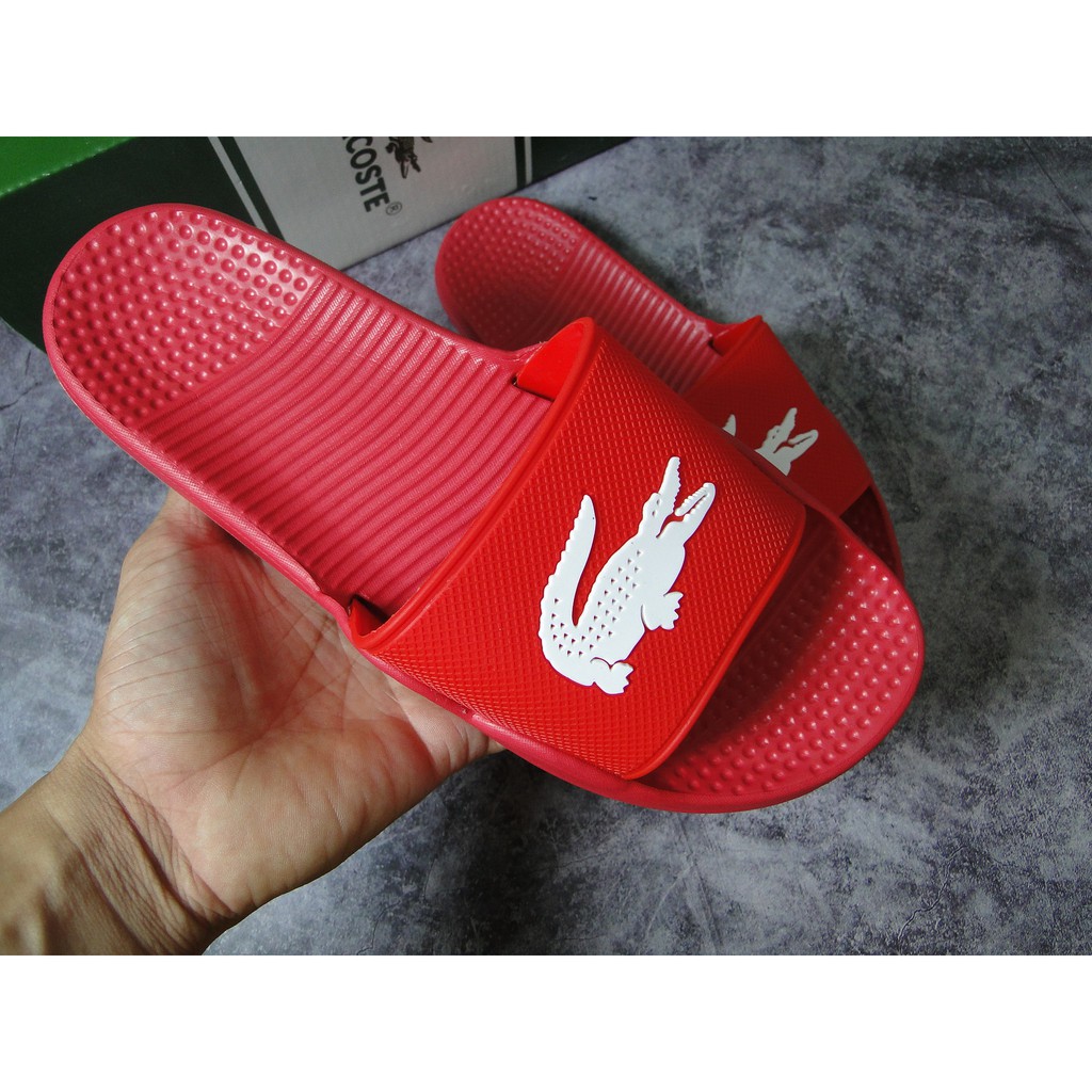 Dép Lacoste KZ xuất dư màu đỏ - Rẻ vô địch - Đổi size 7 ngày