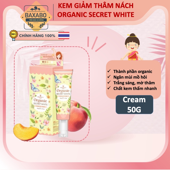 [ORGANIC] KEM GIẢM THÂM NÁCH ORGANIC SECRET WHITE UNDERARM-KEM DƯỠNG TRẮNG GIẢM THÂM NÁCH ORGANIC NỘI ĐỊA THÁI LAN-50GR