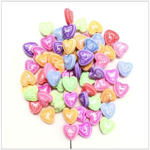 #P117-54 gói 10-50gam hạt nhựa trai tim 12 con giáp 9.3mm