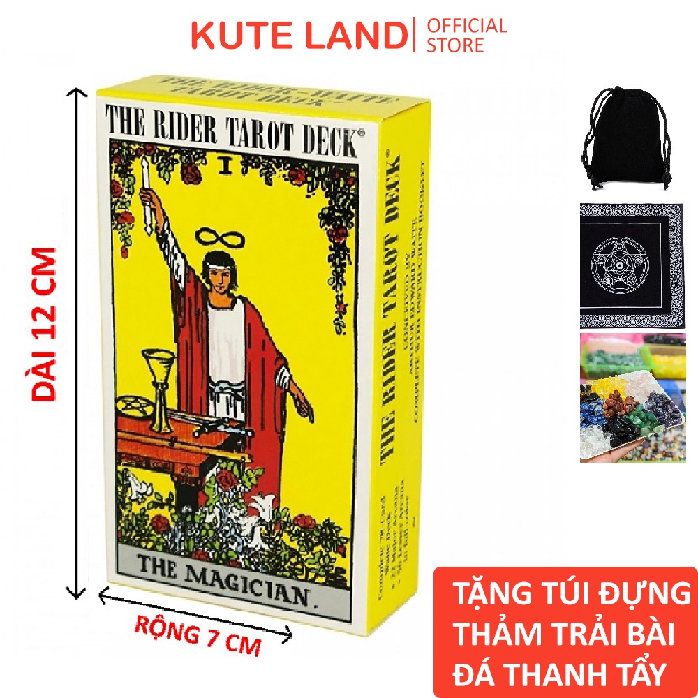 [Size Gốc] Combo Bài Tarot Rider Smith 7x12 Cm 78 Lá Bài Tặng Link Hướng Dẫn Tiếng Việt Và Túi Đá Thảm