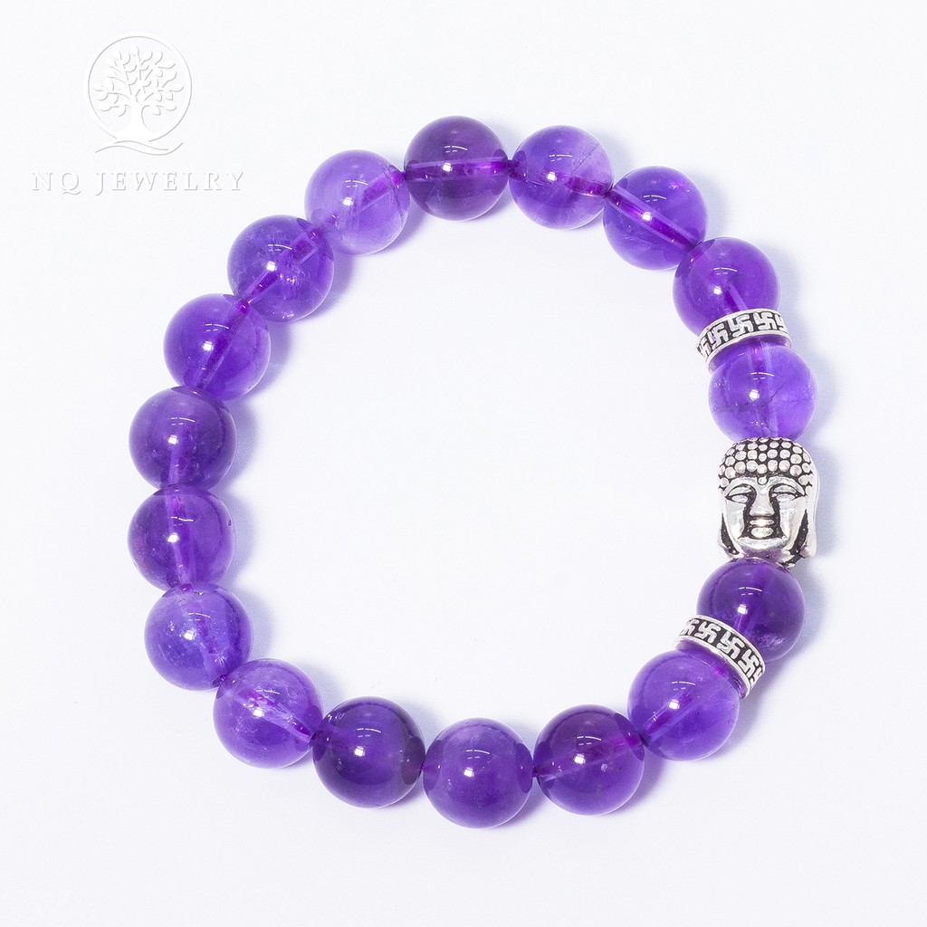 Vòng đá thiên nhiên phối charm phật bạc - NQ Jewelry