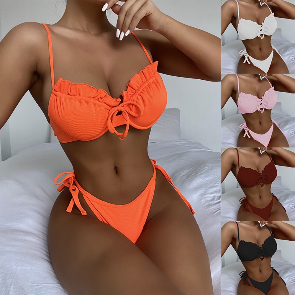 Bộ Bikini Phối Ren Màu Sắc Thanh Lịch Quyến Rũ Cho Nữ