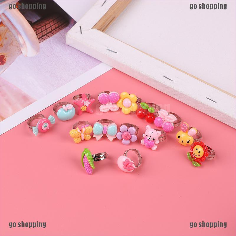 {go shopping}10Pcs Adjustable cartoon rings party favors kids toy