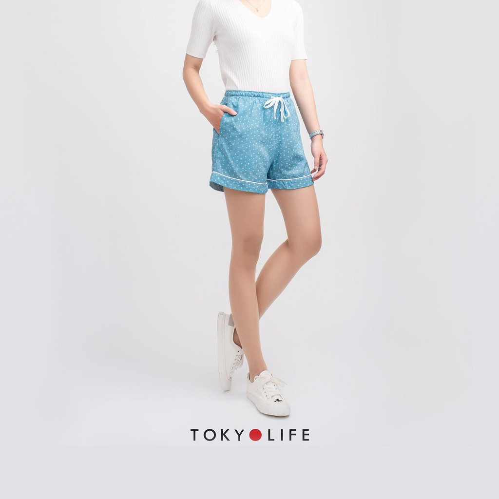 Quần Shorts lanh Nữ TOKYOLIFE họa tiết bắt mắt I9SHP003G