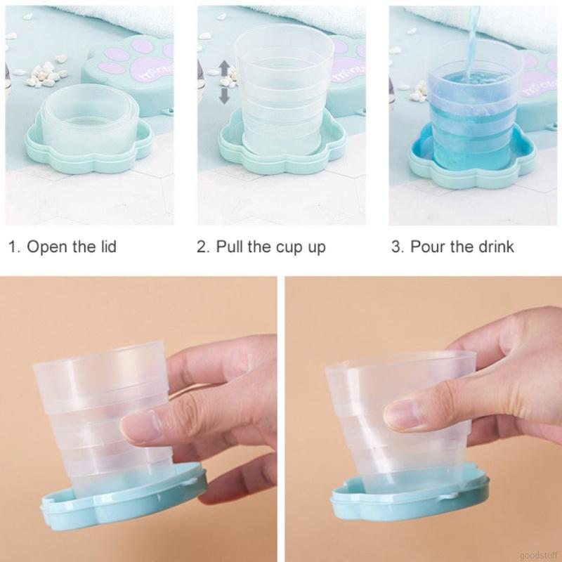 Cốc nước gấp gọn xinh xắn có nắp đậy mang đi du lịch tiện dụng