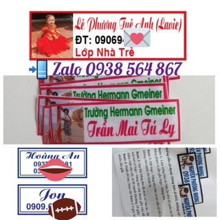 (Sẵn keo ủi/là dính) Bộ 10 cái bảng Tên học sinh